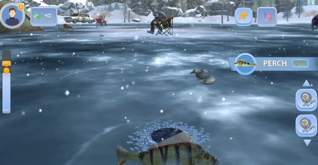 A big perch in the Ice Fishing game on the Mostbet platform